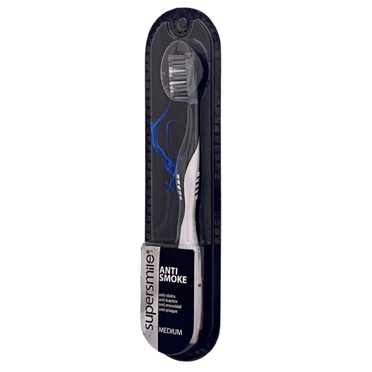 خرید مسواک بزرگسال سوپر اسمایل مدل آنتی اسموک ( Anti Smoke ) با کمترین قیمت از چاوک آنلاین شاپ - سفید