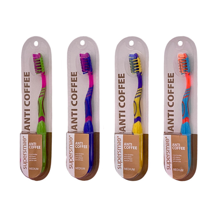 خرید مسواک بزرگسال سوپر اسمایل مدل آنتی کافی ( Anti Coffee ) با کمترین قیمت از چاوک آنلاین شاپ - چهاررنگ