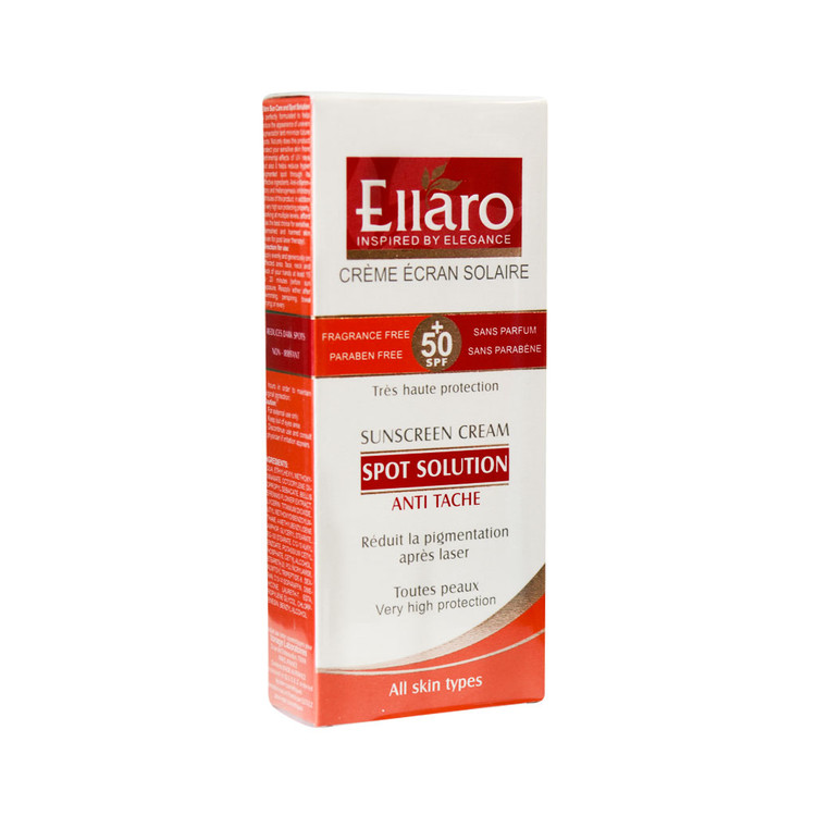 خرید کرم ضد آفتاب اسپات سولوشن SPF50 بی رنگ الارو مناسب انواع پوست حجم 40 میلی لیتر با کمترین قیمت از چاوک آنلاین شاپ