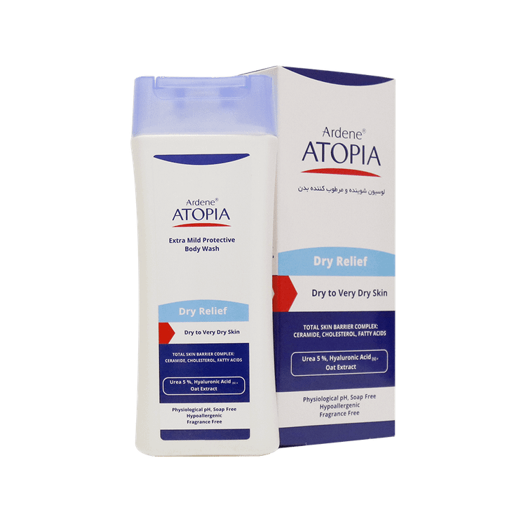 لوسیون شوینده و مرطوب کننده بدن Dry Relief آردن آتوپیا مناسب پوست خشک و خیلی خشک حجم 250 میلی لیتر
