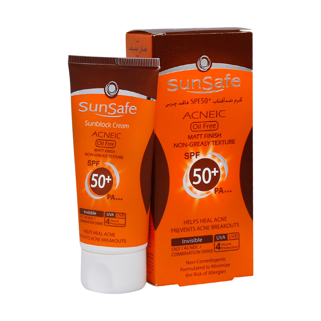 خرید کرم ضد آفتاب فاقد چربی SPF50 رنگی سان سیف - بی رنگ از چاوک آنلاین شاپ