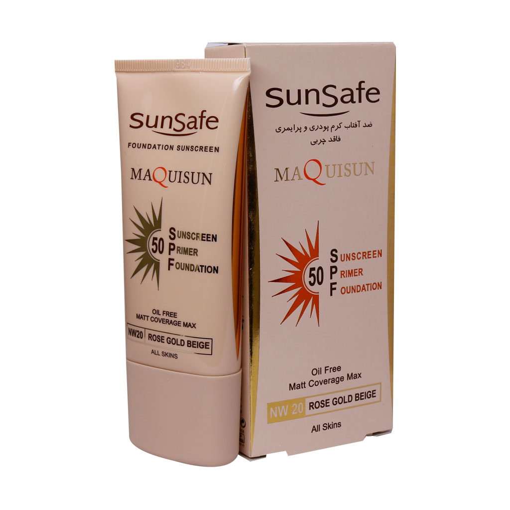 خرید کرم ضد آفتاب کرم پودری و پرایمری SPF50 سان سیف بژ رز گلد از چاوک آنلاین شاپ