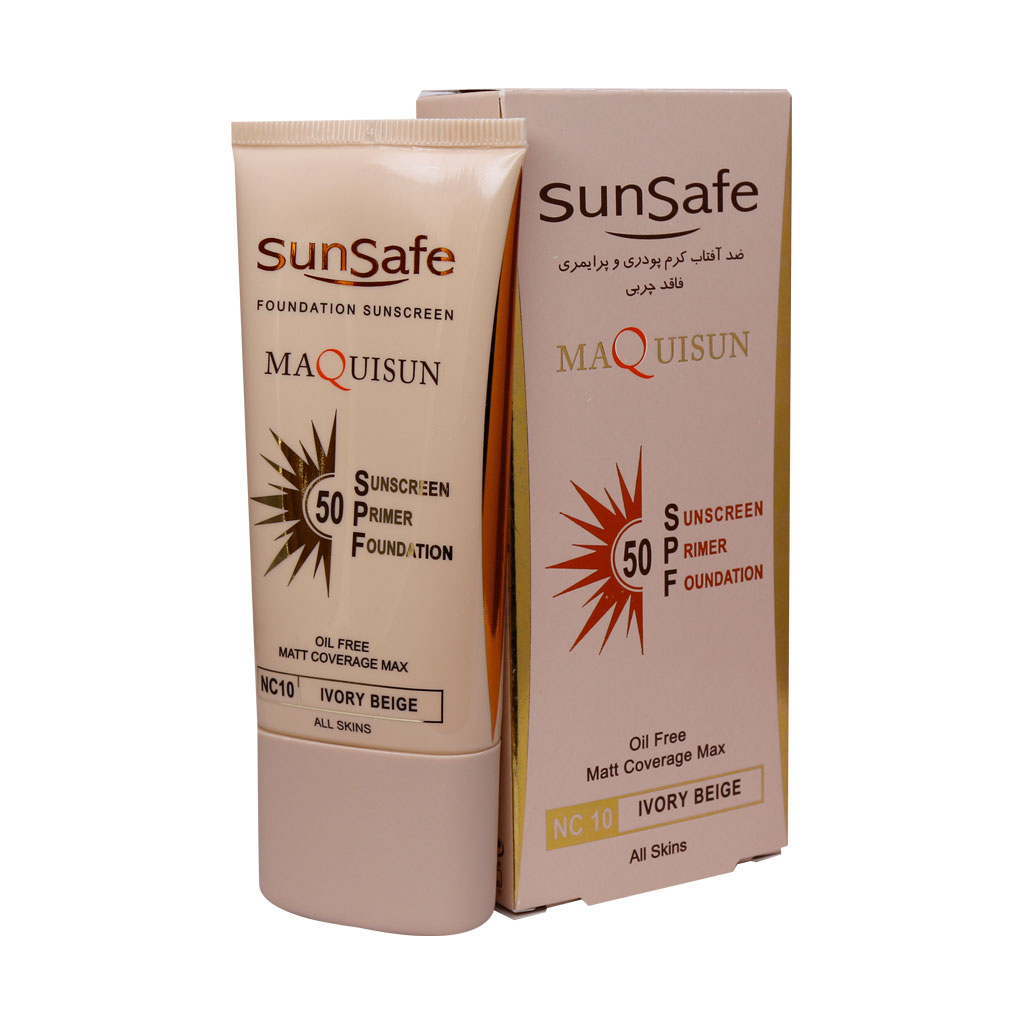 خرید کرم ضد آفتاب کرم پودری و پرایمری SPF50 سان سیف بژ عاجی از چاوک آنلاین شاپ