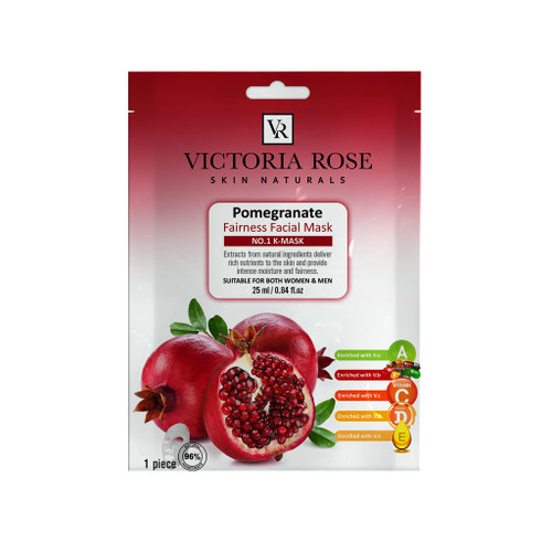 خرید اینترنتی ماسک ورقه ای صورت انار ویکتوریا رز حجم 25 میلی لیتر از چاوک آنلاین شاپ