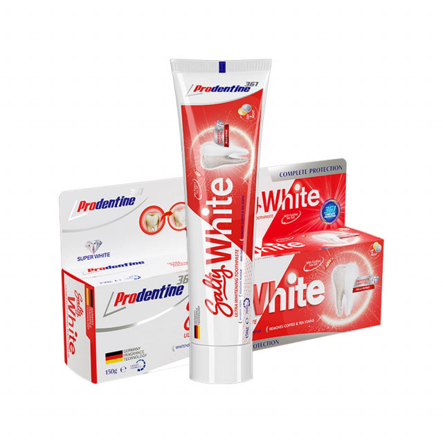 خرید اینترنتی خمیر دندان کامل مدل سفید کننده پرودنتین حجم 150 میلی لیتر از چاوک آنلاین شاپ