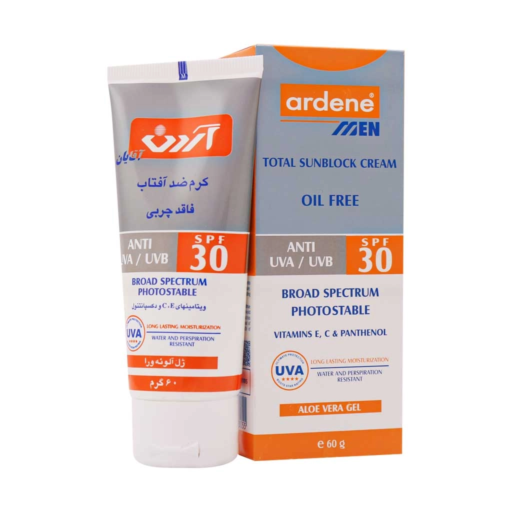 خرید اینترنتی کرم ضد آفتاب مردانه SPF30 فاقد چربی آردن حجم ۶۰ میلی لیتر از چاوک آنلاین شاپ