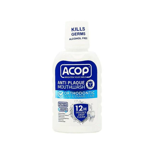 خرید اینترنتی دهان شویه ضد پلاک ارتودنسی آکوپ حجم 300 میلی لیتر از چاوک آنلاین شاپ