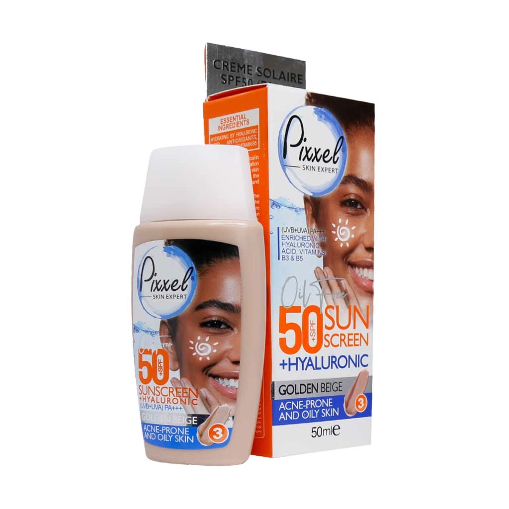 خرید اینترنتی کرم ضد آفتاب SPF50 پیکسل مناسب پوست چرب و جوش دار بژ گلد حجم 50 میلی لیتر از چاوک آنلاین شاپ