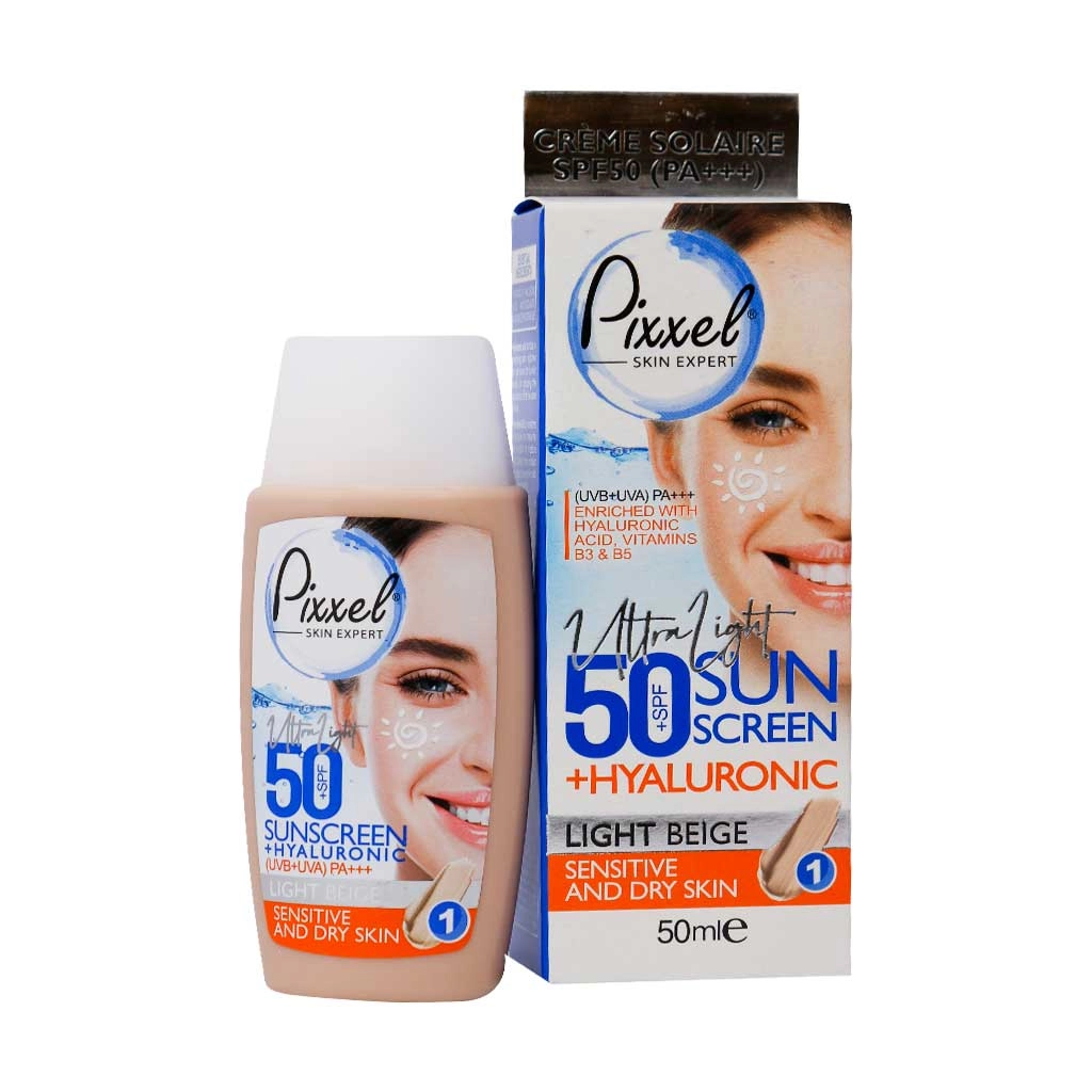 خرید اینترنتی کرم ضد آفتاب SPF50 پیکسل مناسب پوست خشک و حساس بژ روشن حجم 50 میلی لیتر از چاوک آنلاین شاپ