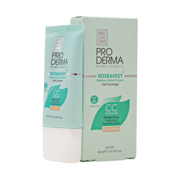 خرید اینترنتی کرم پوشاننده و مرطوب کننده رنگی صورت پرودرما مناسب پوست معمولی و حساس بژ طبیعی حجم 40 میلی لیتر از چاوک آنلاین شاپ