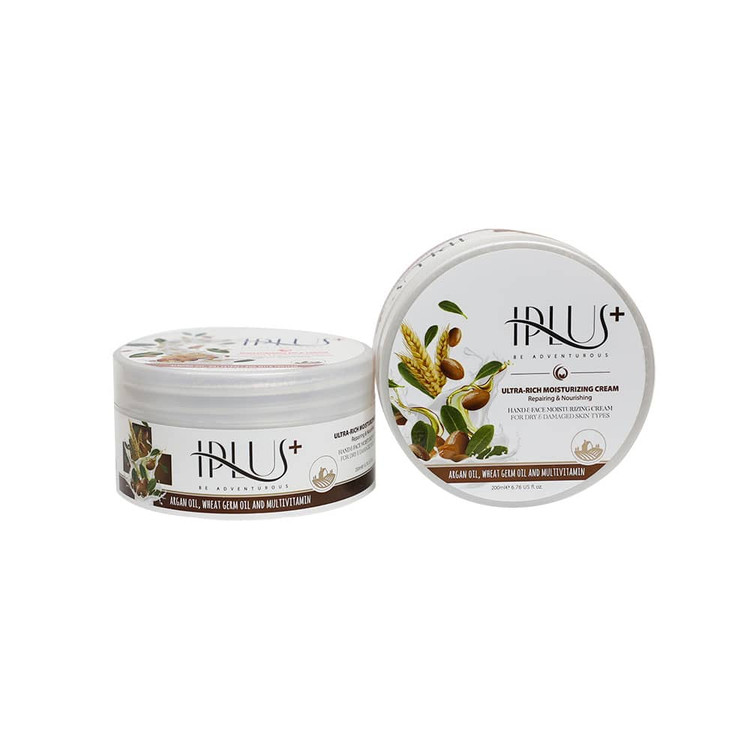 خرید اینترنتی کرم کاسه ای مرطوب کننده روغن آرگان و جوانه گندم آی پلاس حجم 200 میلی لیتر از چاوک آنلاین شاپ