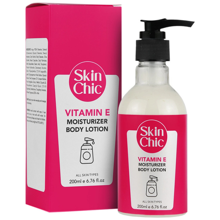 خرید اینترنتی لوسیون مرطوب کننده بدن حاوی ویتامین E اسکین شیک , حجم 200 میلی لیتر از چاوک آنلاین شاپ