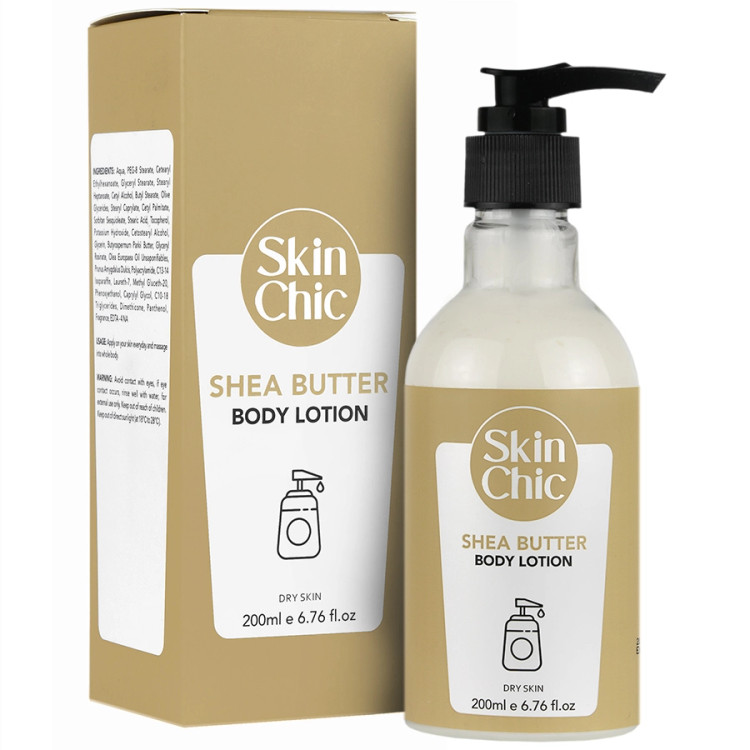 خرید اینترنتی لوسیون مرطوب کننده بدن شی باتر اسکین شیک حجم 200 میلی لیتر از چاوک آنلاین شاپ