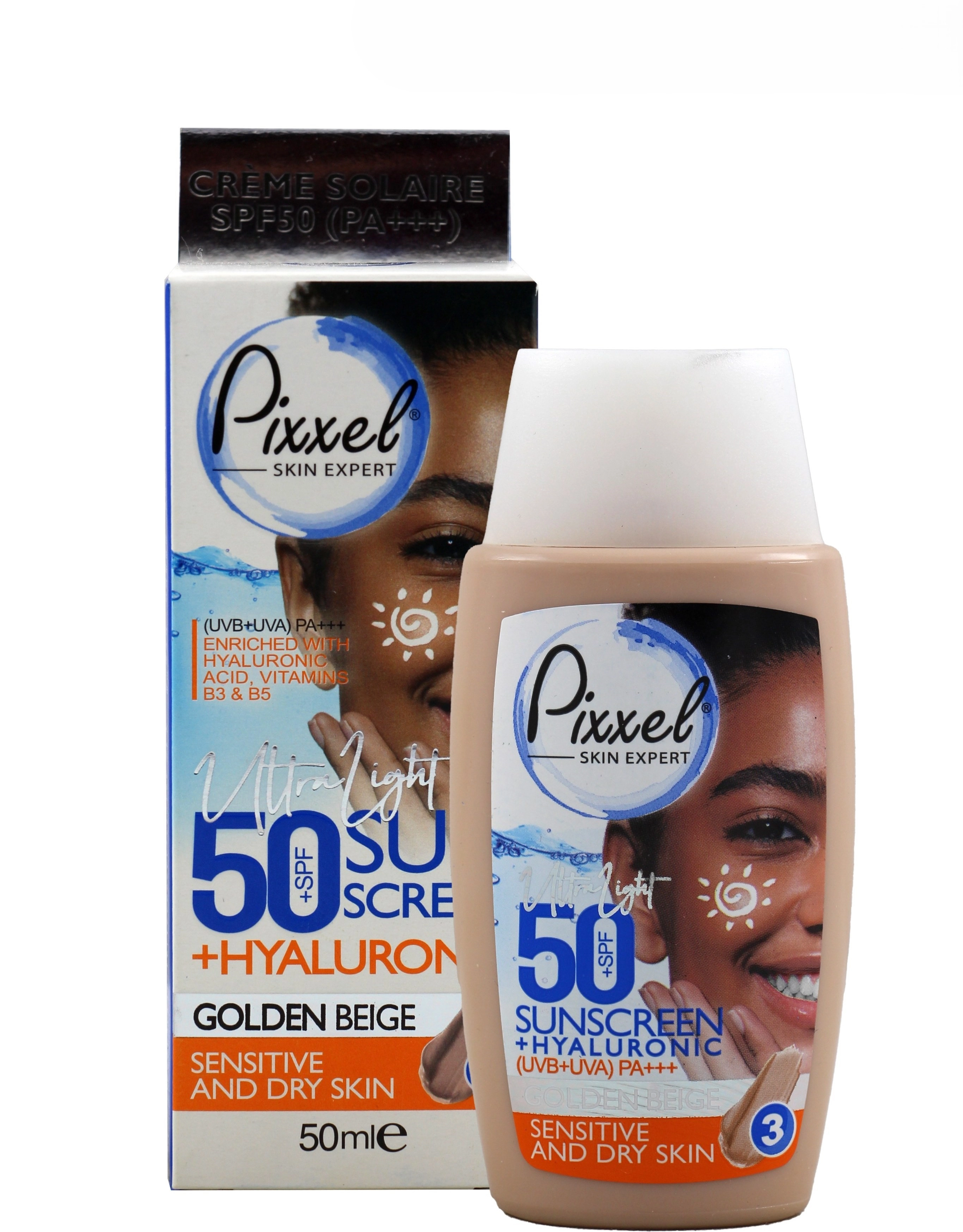 خرید اینترنتی کرم ضد آفتاب SPF50 پیکسل مناسب پوست خشک و حساس گلدن بژ حجم 50 میلی لیتر از چاوک آنلاین شاپ