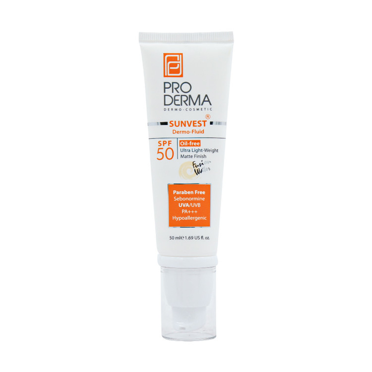 خرید اینترنتی فلوئید ضد آفتاب فاقد چربی SPF50 پرودرما مناسب پوست های چرب و جوش دار حجم 50 میلی لیتر از چاوک آنلاین شاپ