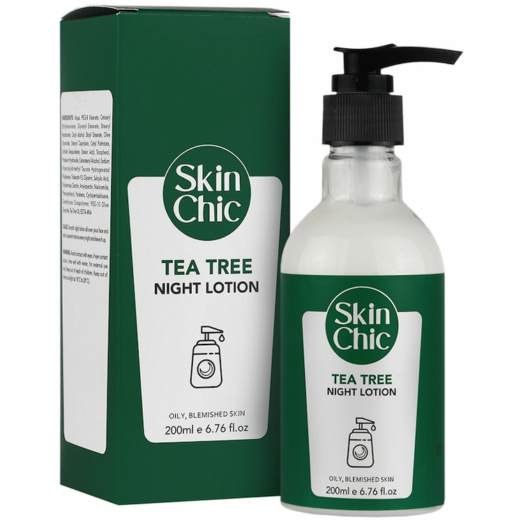 خرید اینترنتی لوسیون شب حاوی روغن درخت چای اسکین شیک حجم 200 میلی لیتر از چاوک آنلاین شاپ